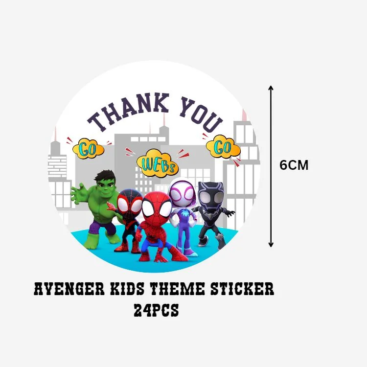 Avenger Kids Theme- Return Gift/birthday decor Thankyou Sticker (6 CM/Sticker/Multicolour/24Pcs) - Premium Handcrafted 300 GSM Return Gift Label Stickers by Party Decor Mall India - View 2