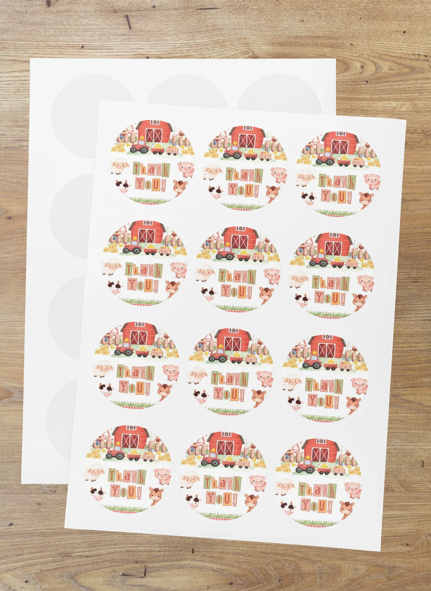 Farm House Theme- Return Gift/birthday decor Thankyou Sticker (6 CM/Sticker/Multicolour/24Pcs) - Premium Handcrafted 300 GSM Return Gift Label Stickers by Party Decor Mall India - View 1