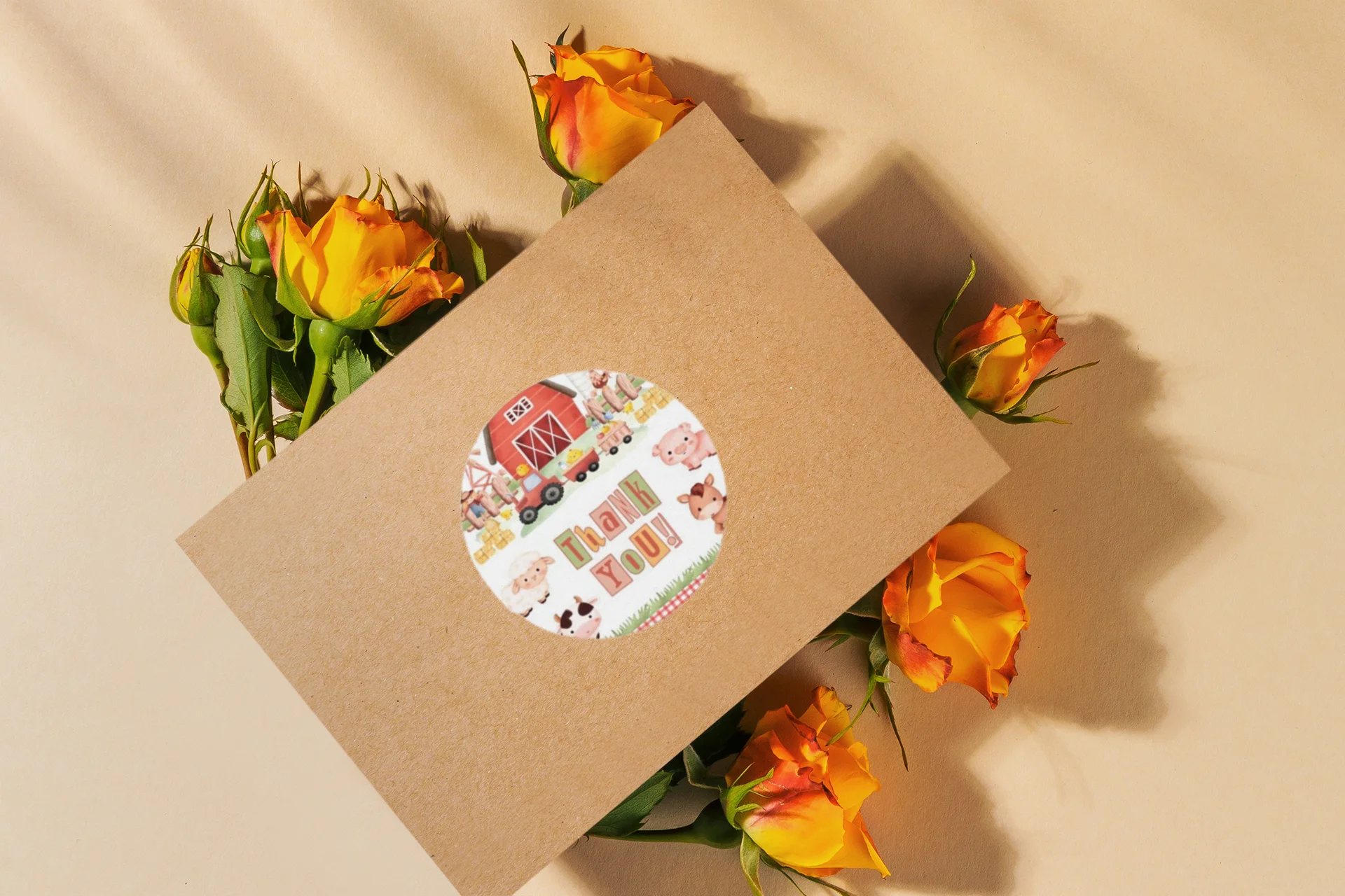 Farm House Theme- Return Gift/birthday decor Thankyou Sticker (6 CM/Sticker/Multicolour/24Pcs) - Premium Handcrafted 300 GSM Return Gift Label Stickers by Party Decor Mall India - View 6