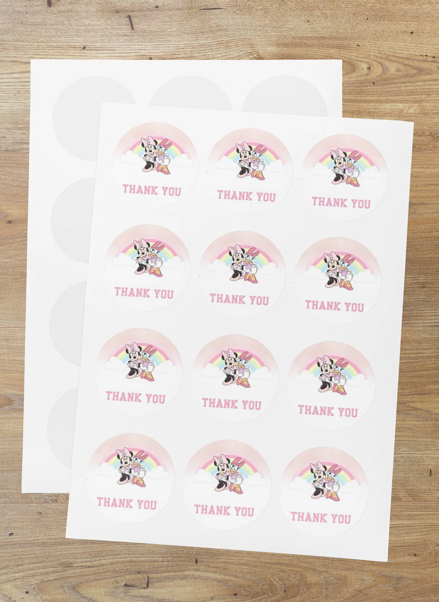 Minnie And Donald Duck Theme- Return Gift/birthday decor Thankyou Sticker (6 CM/Sticker/Multicolour/24Pcs) - Premium Handcrafted 300 GSM Return Gift Label Stickers by Party Decor Mall India - View 1