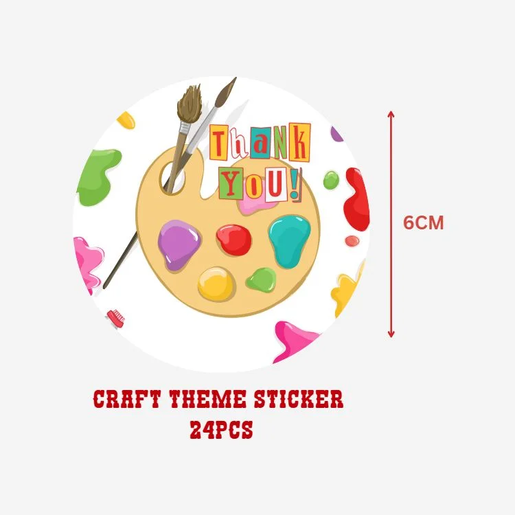 Craft Theme- Return Gift/birthday decor Thankyou Sticker (6 CM/Sticker/Multicolour/24Pcs) - Premium Handcrafted 300 GSM Return Gift Label Stickers by Party Decor Mall India - View 2