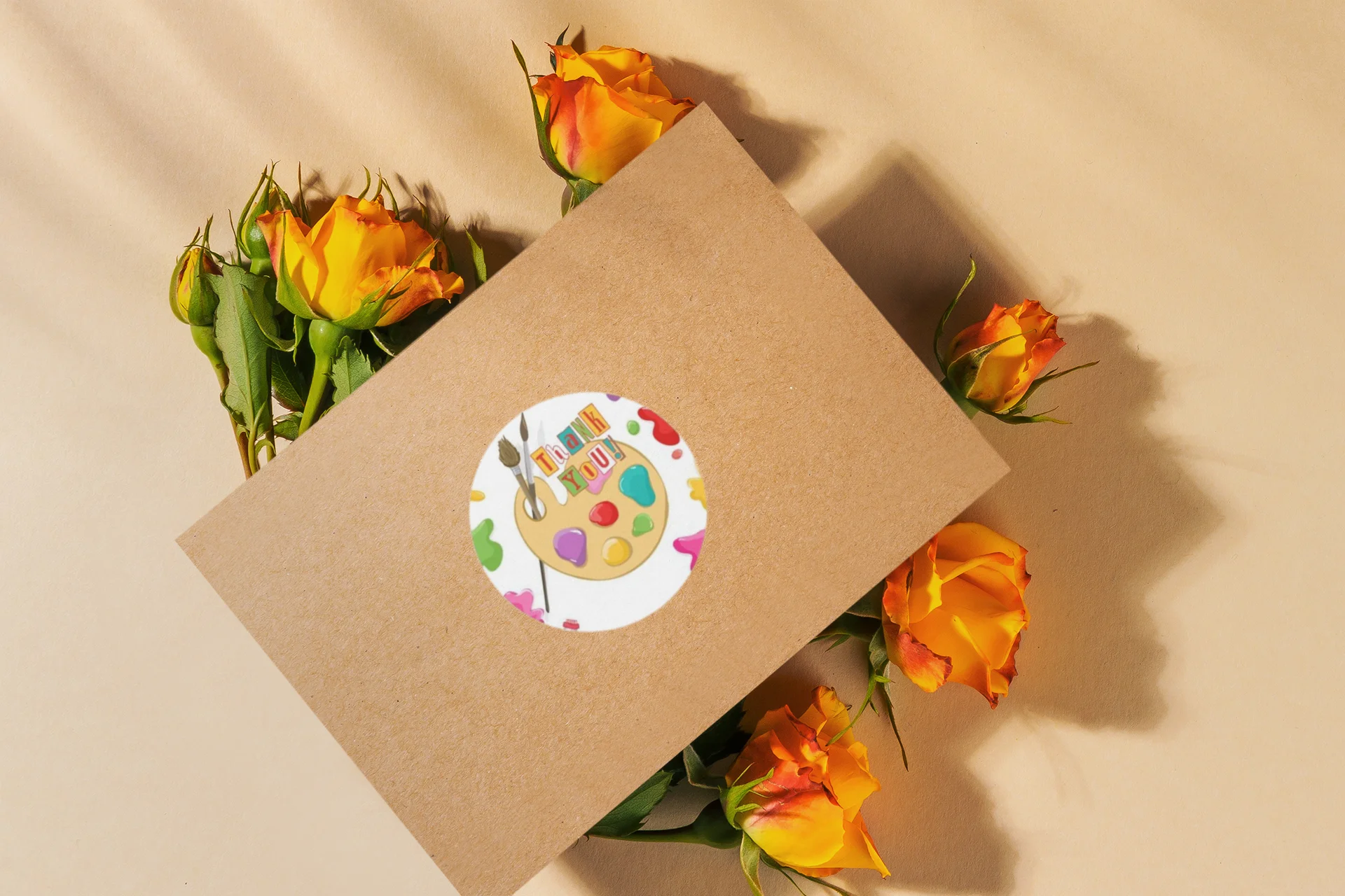 Craft Theme- Return Gift/birthday decor Thankyou Sticker (6 CM/Sticker/Multicolour/24Pcs) - Premium Handcrafted 300 GSM Return Gift Label Stickers by Party Decor Mall India - View 6