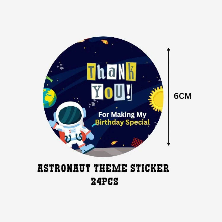 Astronaut Theme- Return Gift/birthday decor Thankyou Sticker (6 CM/Sticker/Multicolour/24Pcs) - Premium Handcrafted 300 GSM Return Gift Label Stickers by Party Decor Mall India - View 2