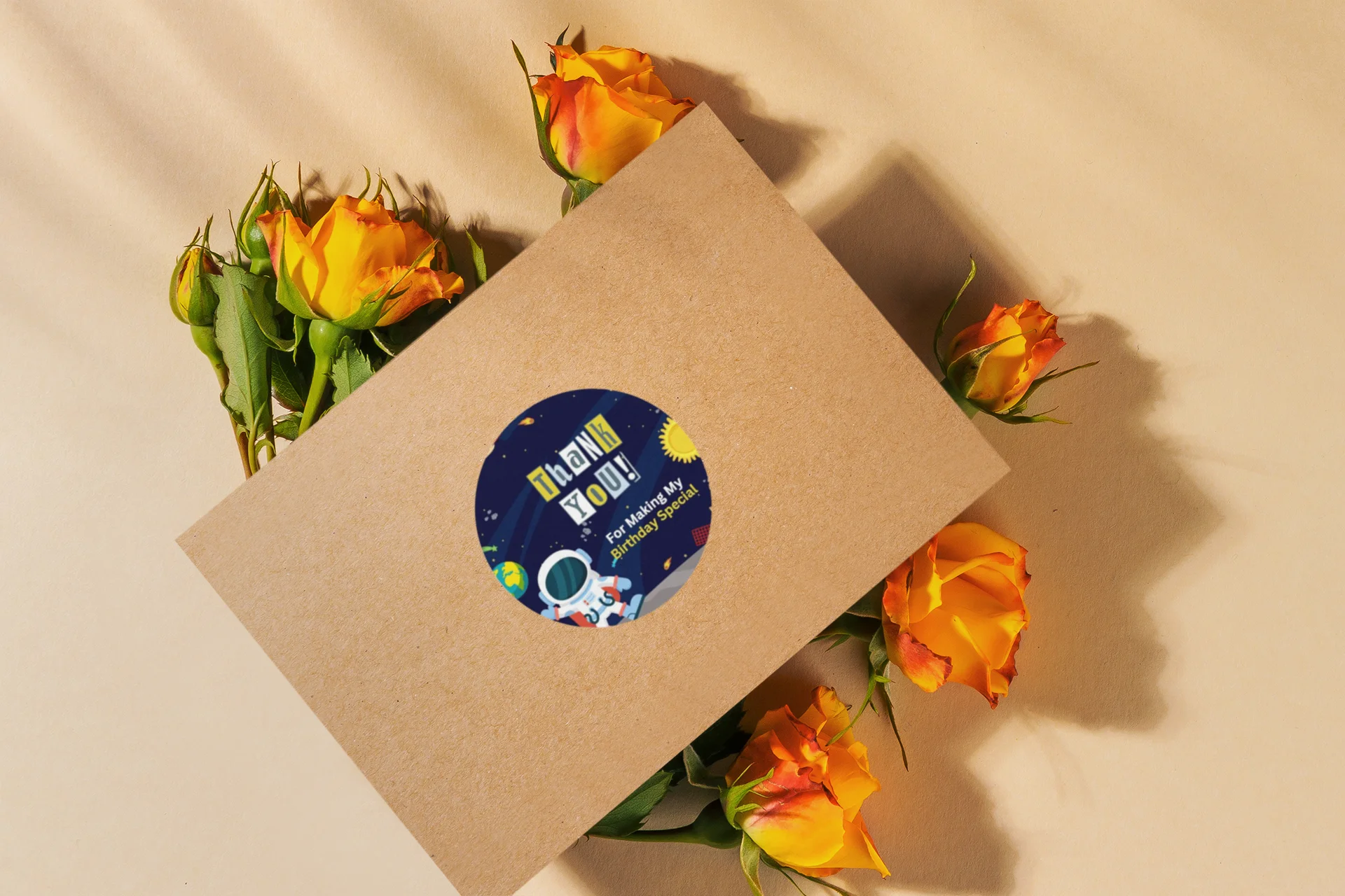 Astronaut Theme- Return Gift/birthday decor Thankyou Sticker (6 CM/Sticker/Multicolour/24Pcs) - Premium Handcrafted 300 GSM Return Gift Label Stickers by Party Decor Mall India - View 6
