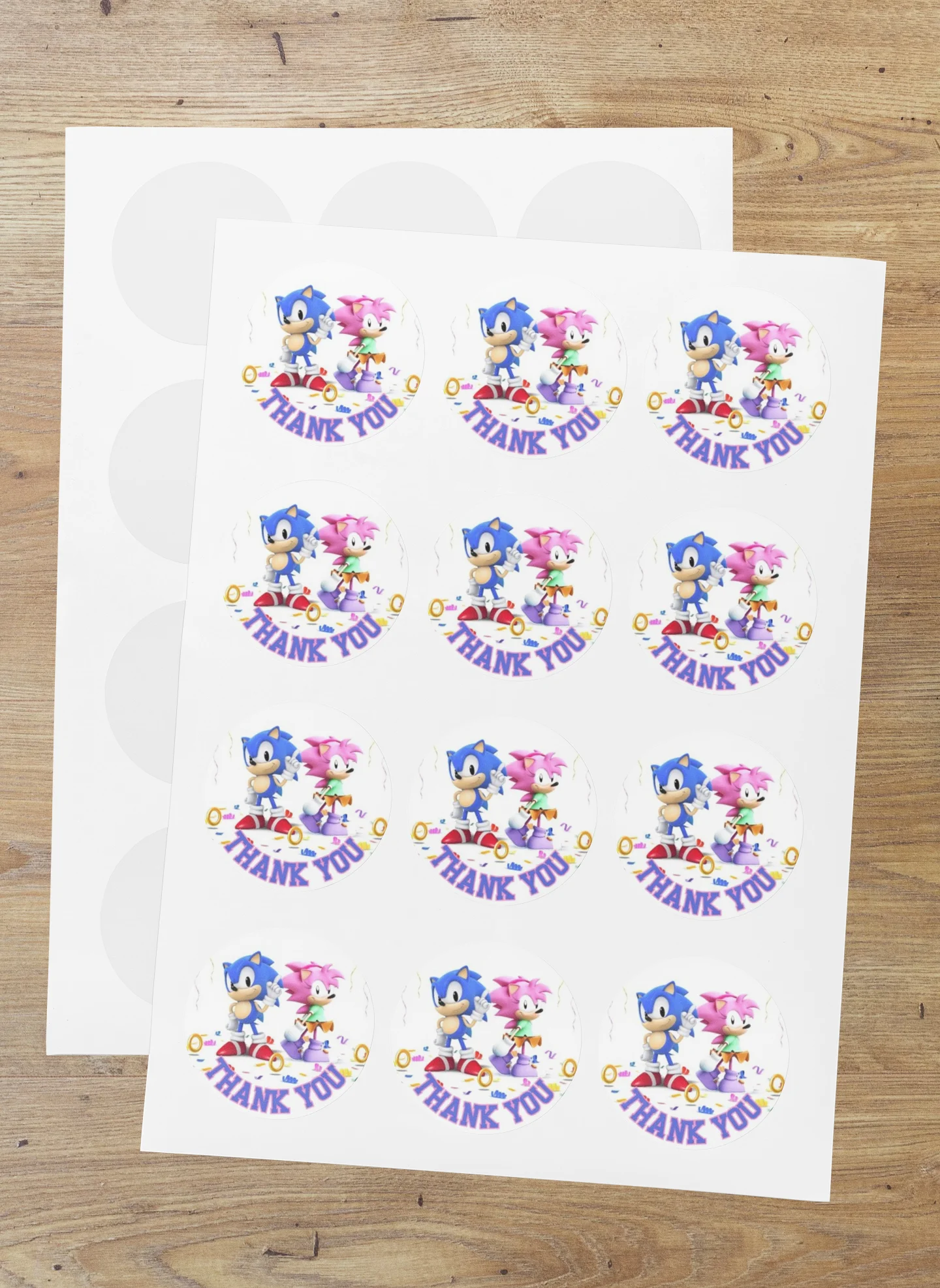 Sonic Theme Model 2- Return Gift/birthday decor Thankyou Sticker (6 CM/Sticker/Multicolour/24Pcs) - Premium Handcrafted 300 GSM Return Gift Label Stickers by Party Decor Mall India - View 1