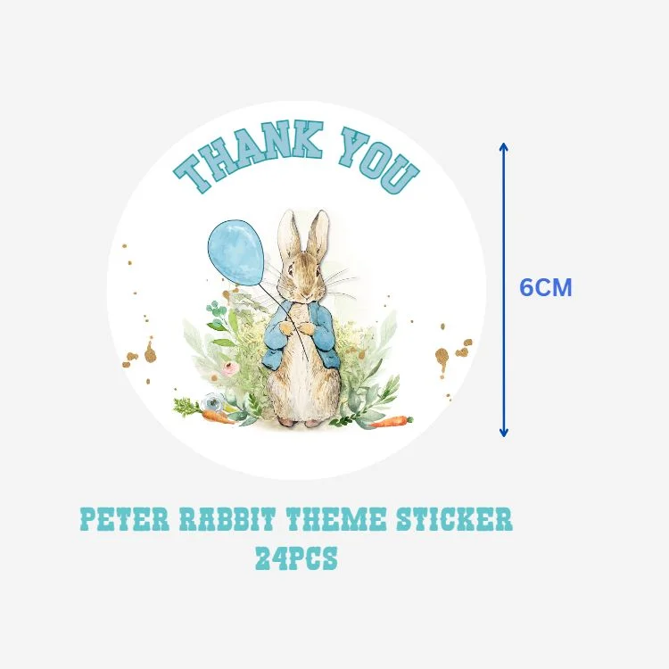 Peter Rabbit Theme- Return Gift/birthday decor Thankyou Sticker (6 CM/Sticker/Multicolour/24Pcs) - Premium Handcrafted 300 GSM Return Gift Label Stickers by Party Decor Mall India - View 2
