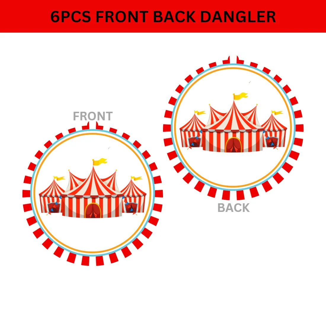 Carnival Dangler/Wall Hanging Birthday Decoration – (6 inches/250 GSM Cardstock/Mixcolour/6Pcs) - Premium Handcrafted 300 GSM Birthday Decoration by Party Decor Mall India - View 2