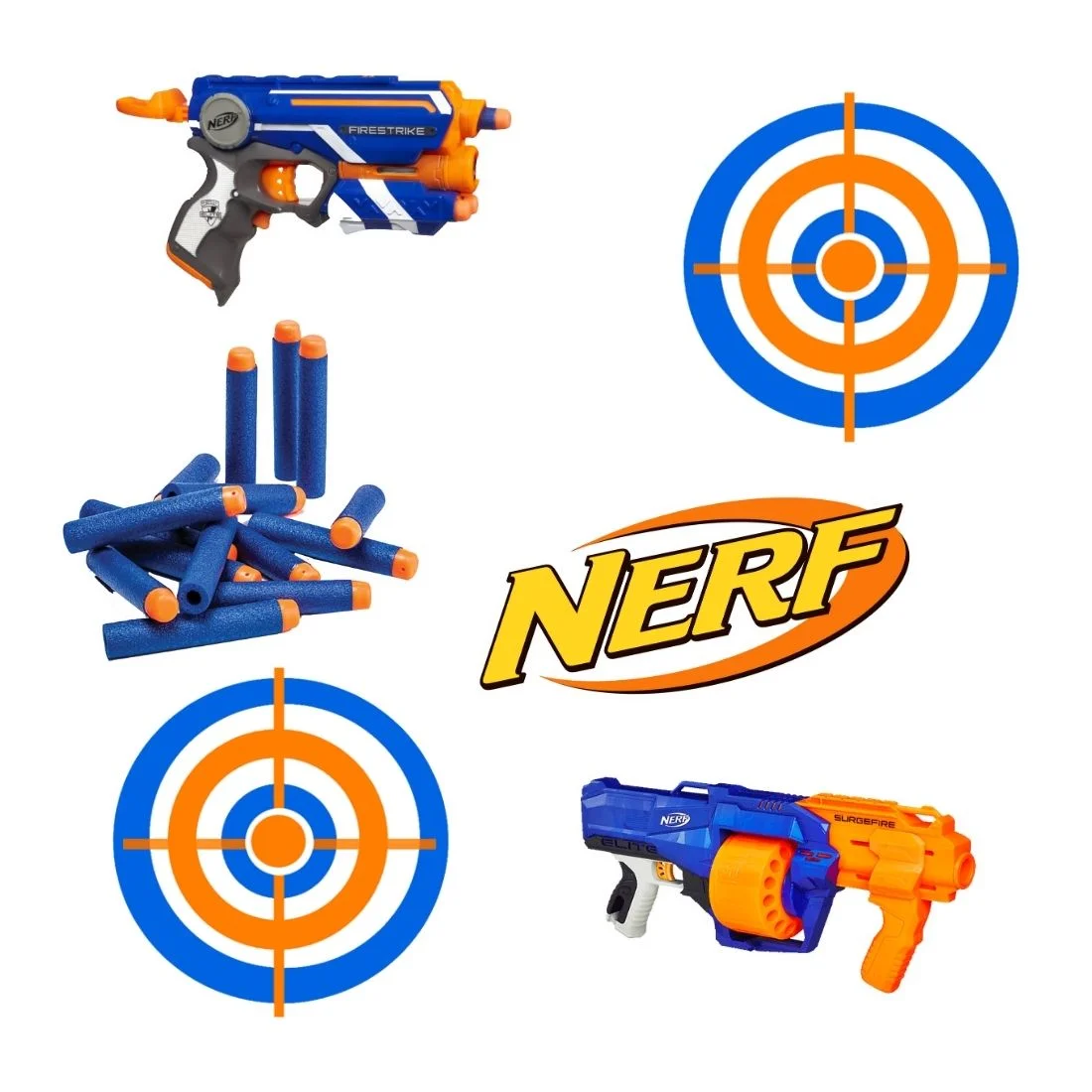 Nerf Theme Cutout (6 inches/250 GSM Cardstock/Mixcolour/12Pcs) - Premium Handcrafted 300 GSM Paper Cutouts by Party Decor Mall India - View 1