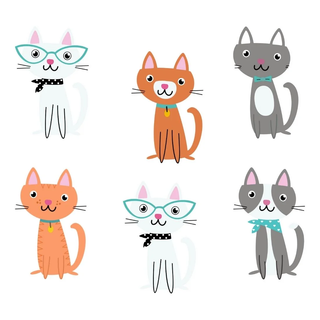 Kitty Theme Cutout (6 inches/250 GSM Cardstock/Mixcolour/12Pcs) - Premium Handcrafted 300 GSM Paper Cutouts by Party Decor Mall India - View 1
