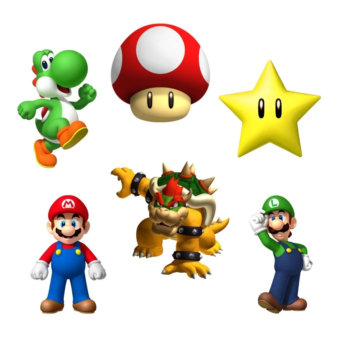Mario Brother Theme Cutout (6 inches/250 GSM Cardstock/Mixcolour/12Pcs) - Premium Handcrafted 300 GSM Paper Cutouts by Party Decor Mall India - View 1