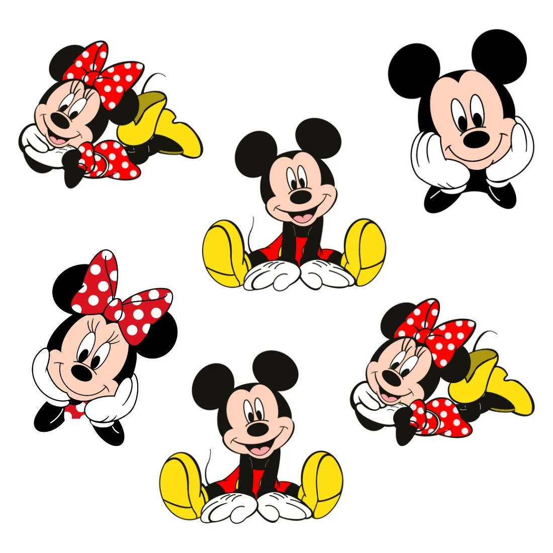 Mickey Minnie Theme Cutout (6 inches/250 GSM Cardstock/Mixcolour/12Pcs) - Premium Handcrafted 300 GSM Paper Cutouts by Party Decor Mall India - View 1