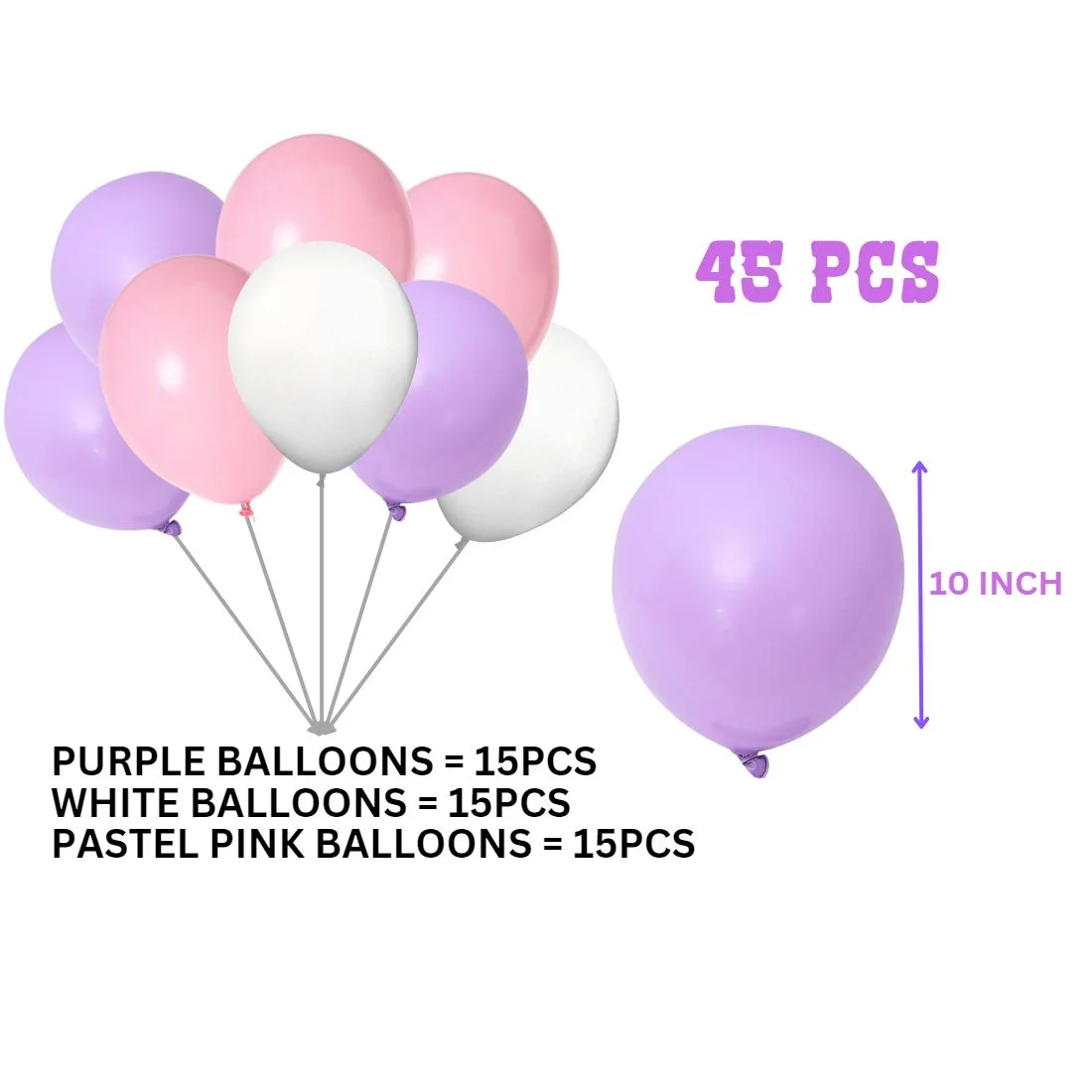 Sofia Theme Birthday Kits - (6 Inches/250 GSM Cardstock/Purple , White & Pink/60Pcs) - Premium Handcrafted 300 GSM Party Supply by Party Decor Mall India - View 3