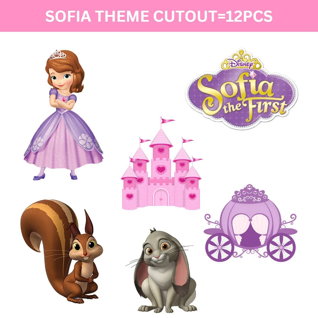 Sofia Theme Birthday Kits - (6 Inches/250 GSM Cardstock/Purple , White & Pink/60Pcs) - Premium Handcrafted 300 GSM Party Supply by Party Decor Mall India - View 5