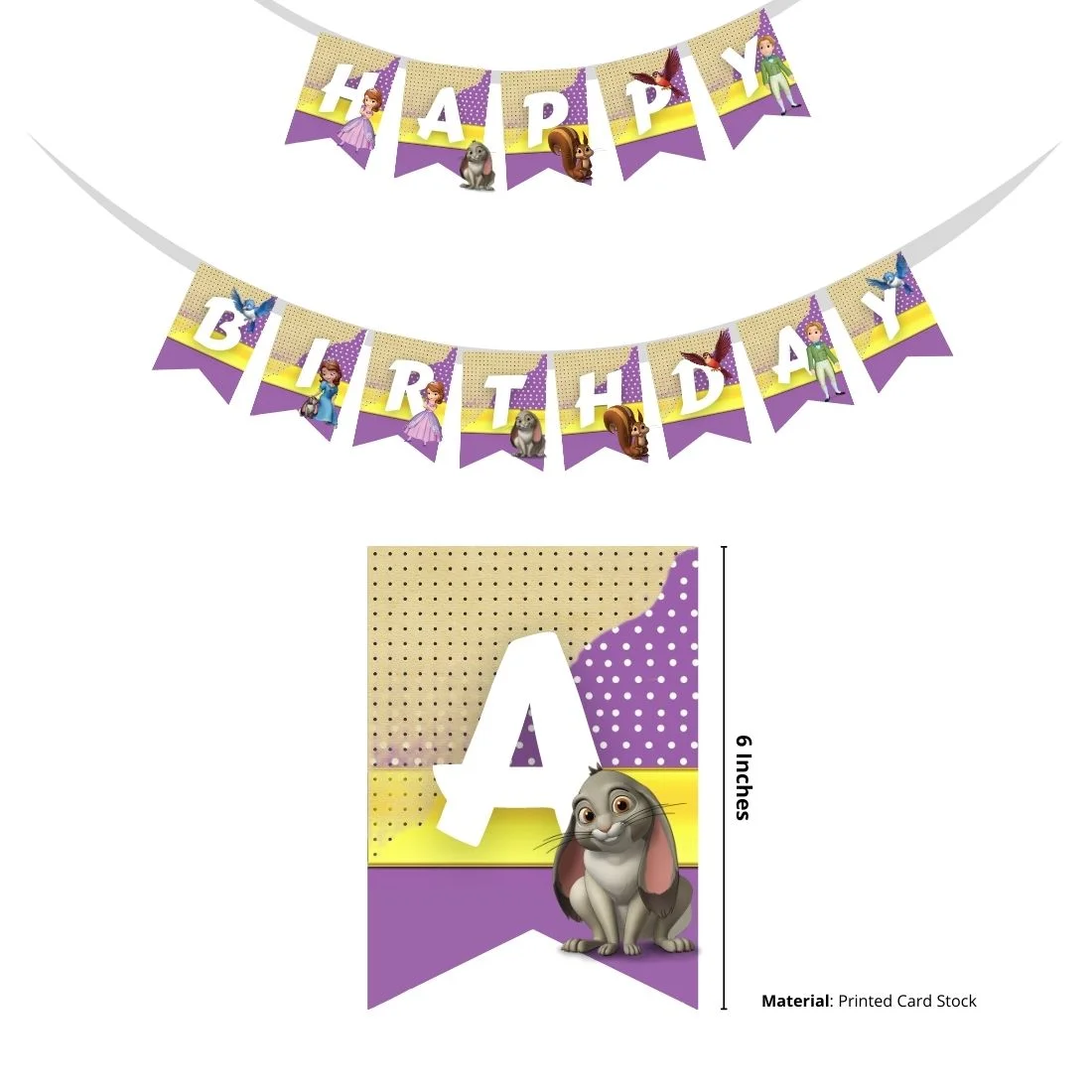 Sofia Theme Model 2 Birthday Kits - (6 Inches/250 GSM Cardstock/Purple , White & Pink/54Pcs) - Premium Handcrafted 300 GSM Party Supply by Party Decor Mall India - View 4