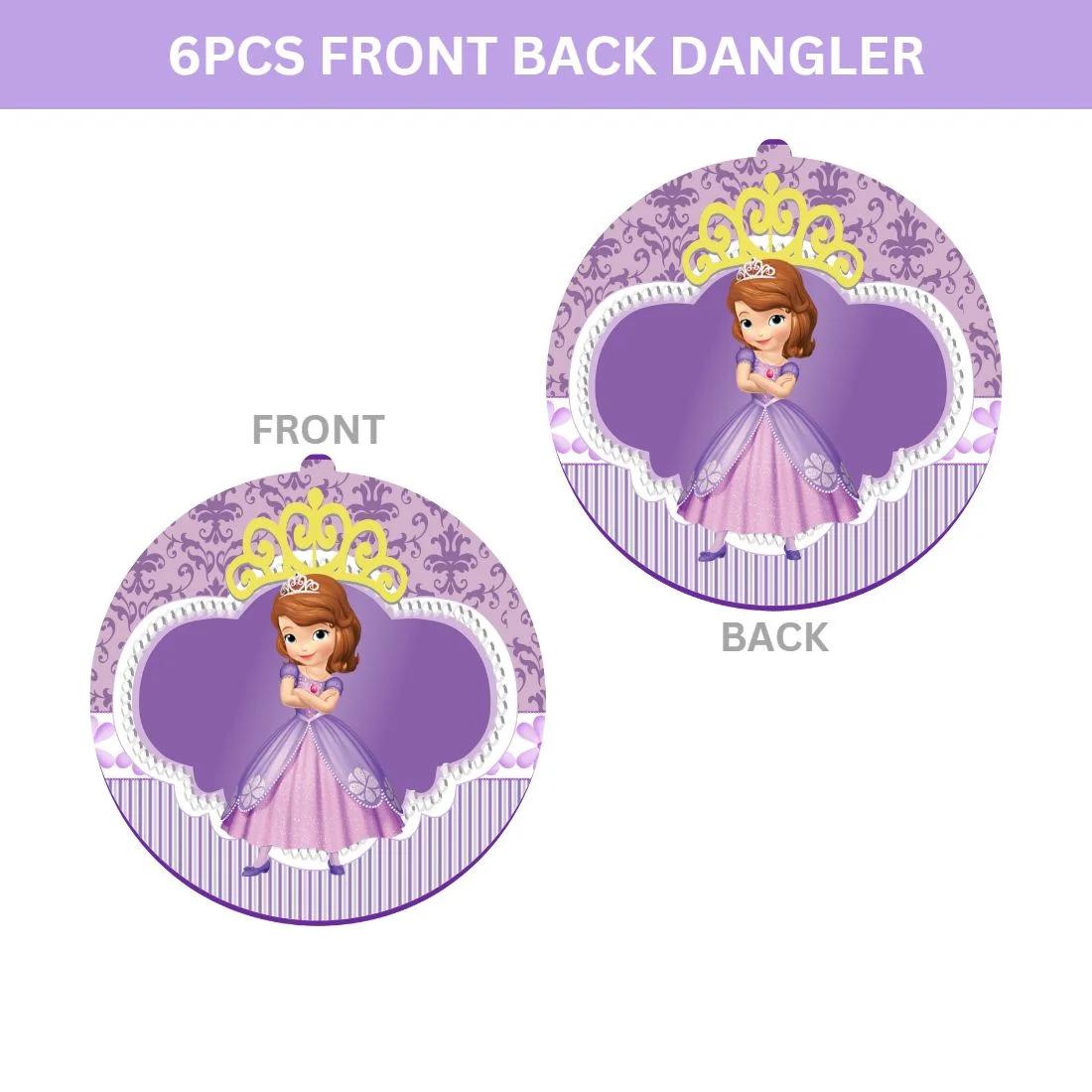 Sofia Theme Model 2 Birthday Kits - (6 Inches/250 GSM Cardstock/Purple , White & Pink/54Pcs) - Premium Handcrafted 300 GSM Party Supply by Party Decor Mall India - View 5