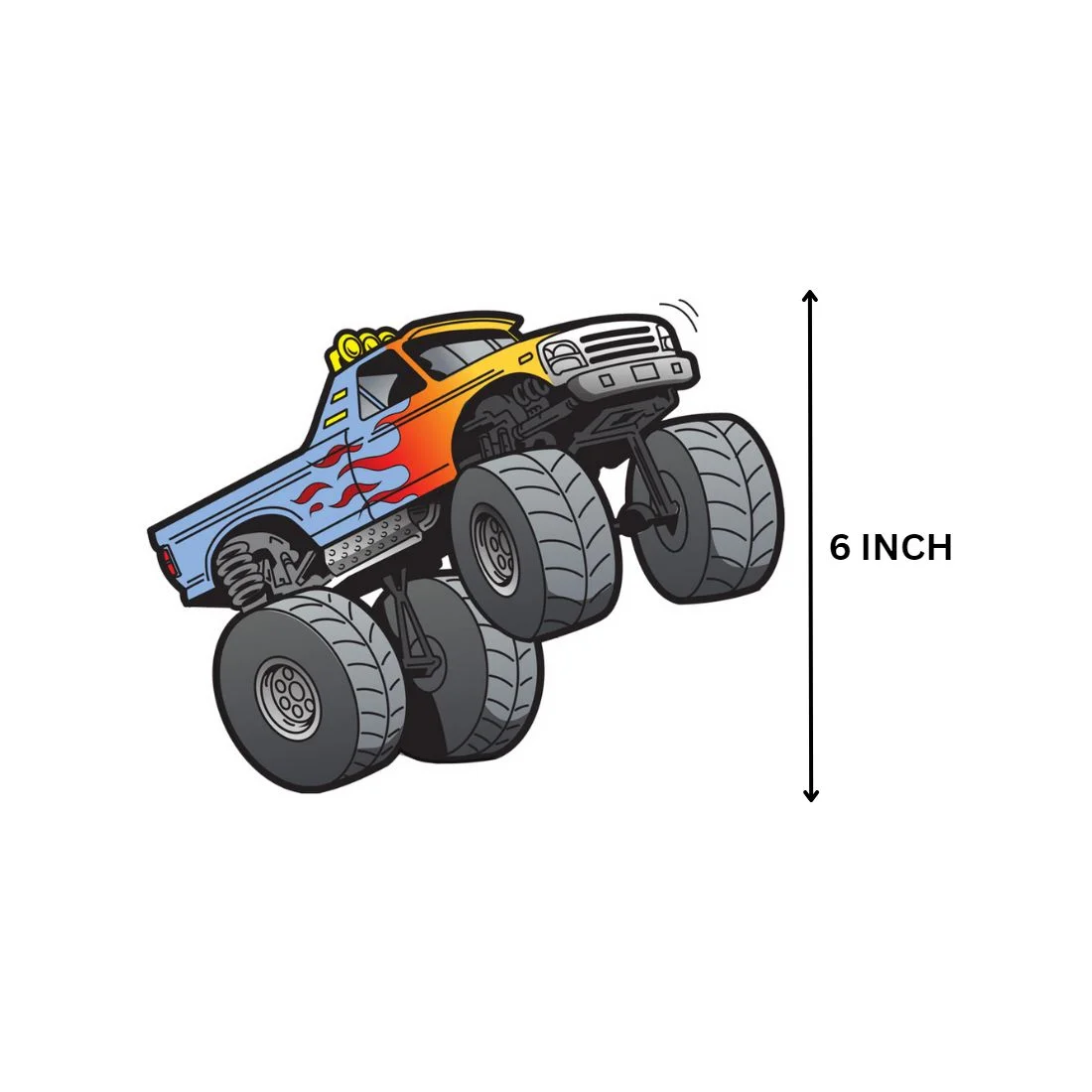 Monster Truck Theme Cutout - (6 inches/250 GSM Cardstock/Mixcolour/12Pcs) - Premium Handcrafted 300 GSM Paper Cutouts by Party Decor Mall India - View 3