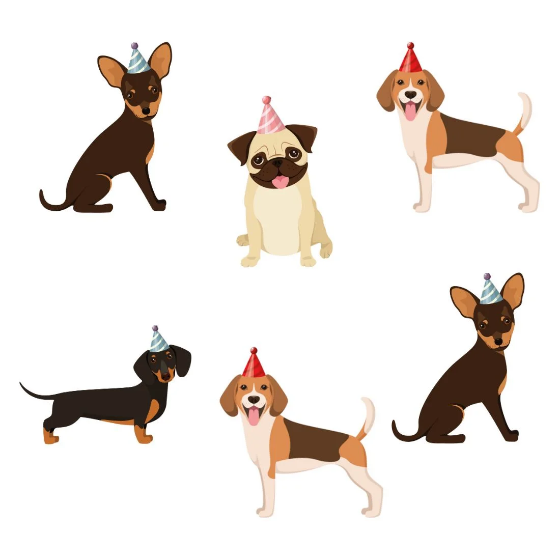 Dog Party Theme Cutout - (6 inches/250 GSM Cardstock/Black and Brown/12Pcs) - Premium Handcrafted 300 GSM Paper Cutouts by Party Decor Mall India - View 1
