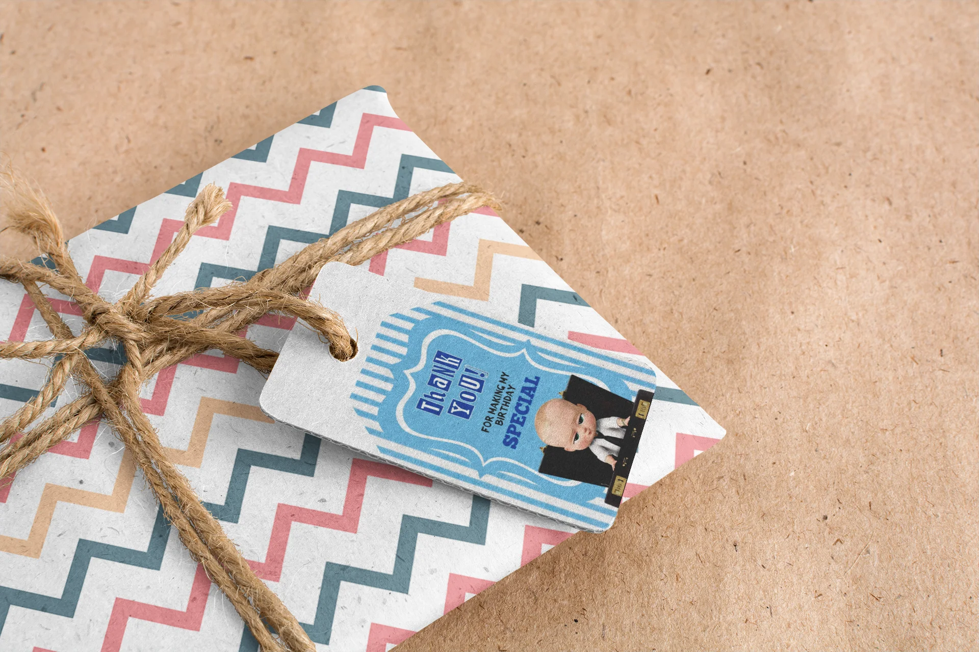 Boss Baby Boy Theme Birthday Favour Tags (2 x 3.5 inches/250 GSM Cardstock/Blue White & Black/30Pcs) - Premium Handcrafted 300 GSM Thank You Cards by Party Decor Mall India - View 6
