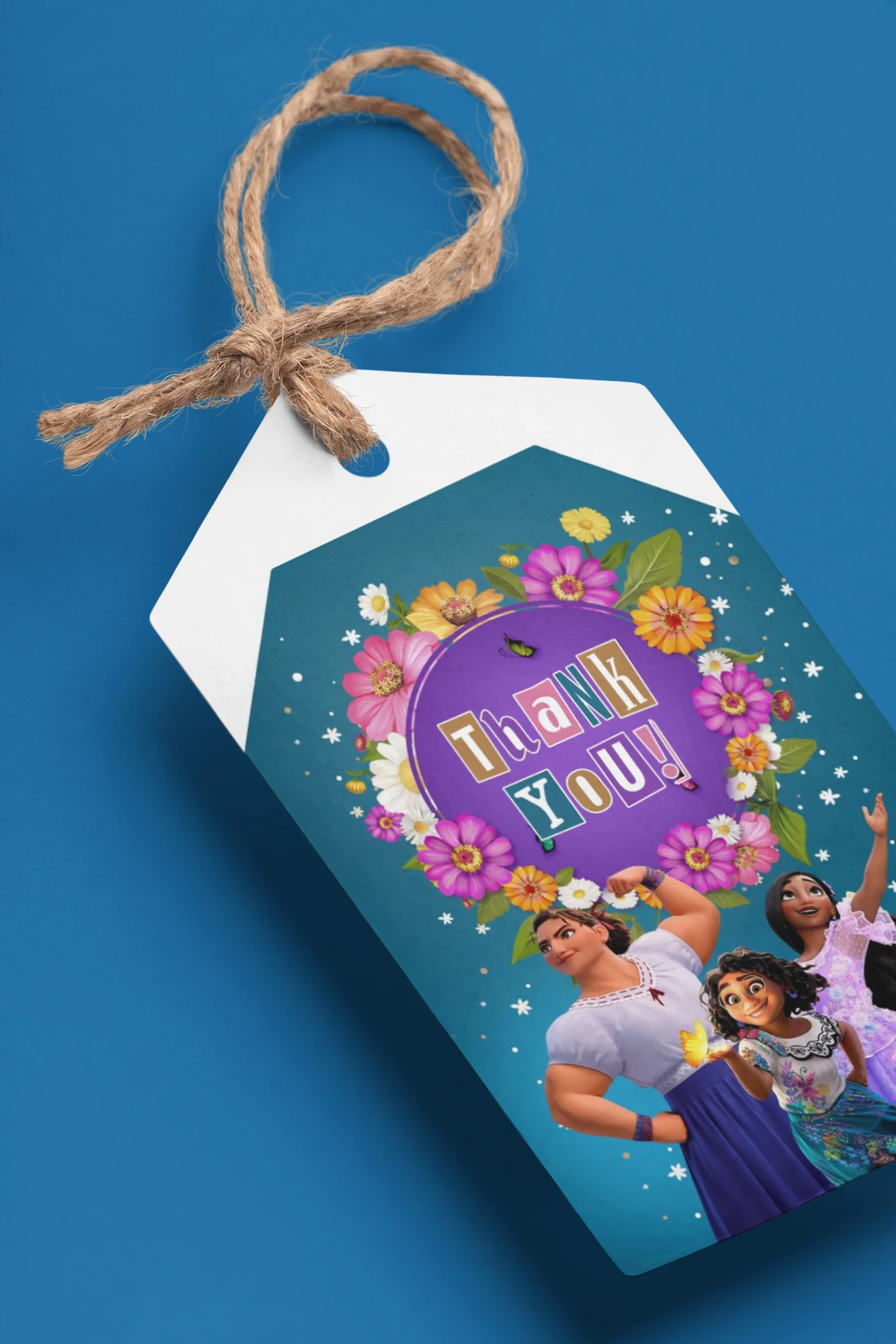 Encanto Model 2 Theme Birthday Favour Tags (2 x 3.5 inches/250 GSM Cardstock/Mixcolour/30Pcs) - Premium Handcrafted 300 GSM Thank You Cards by Party Decor Mall India - View 1