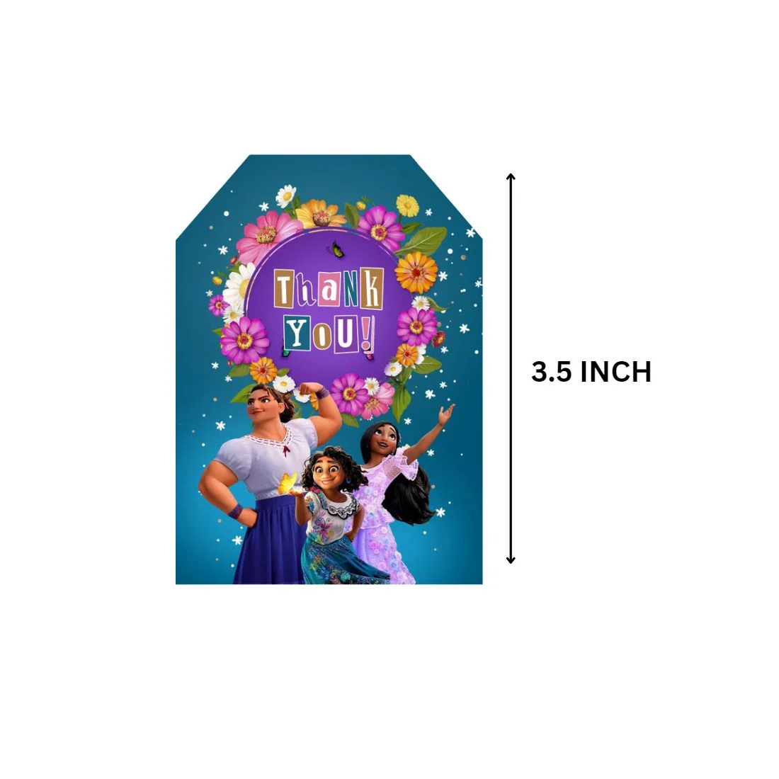 Encanto Model 2 Theme Birthday Favour Tags (2 x 3.5 inches/250 GSM Cardstock/Mixcolour/30Pcs) - Premium Handcrafted 300 GSM Thank You Cards by Party Decor Mall India - View 2