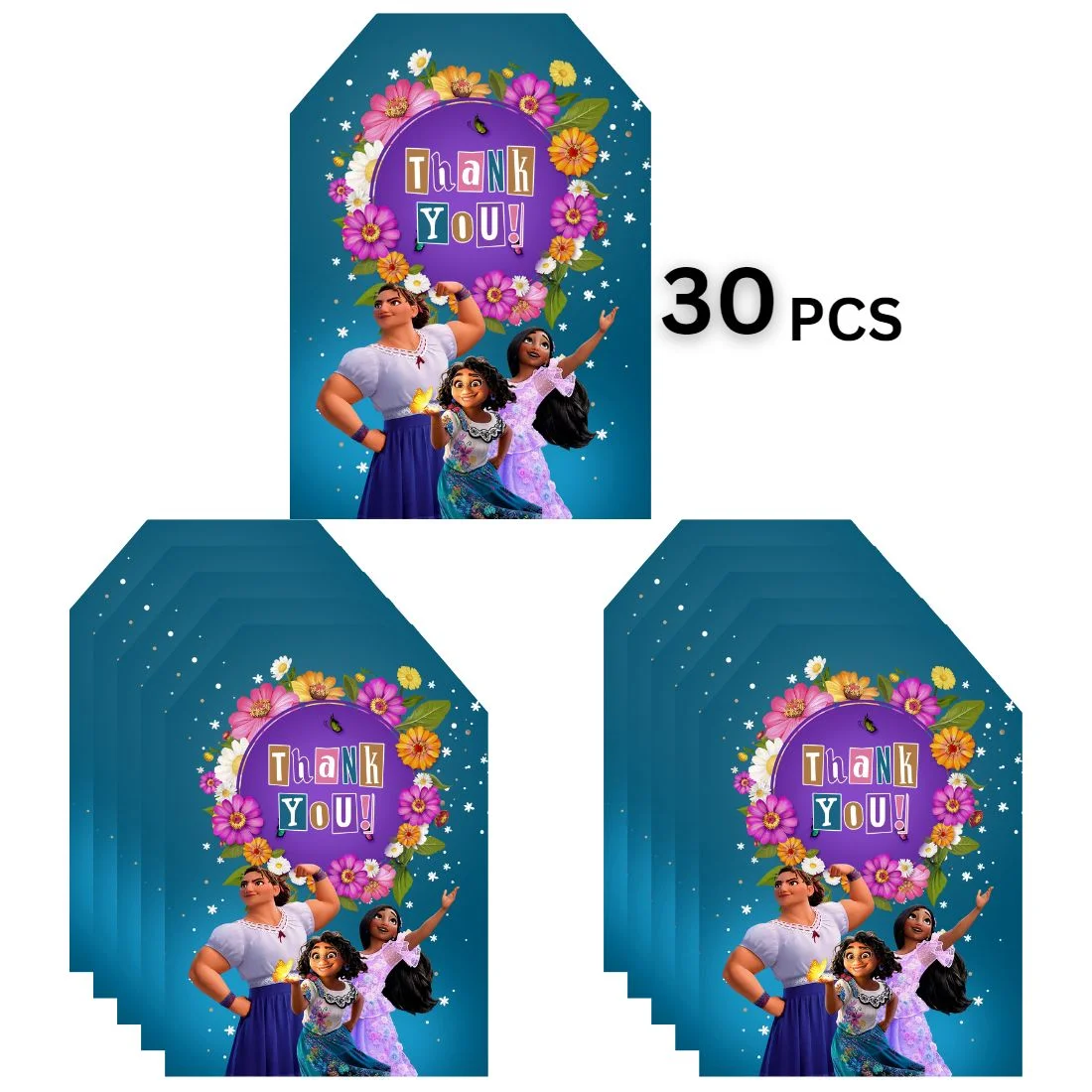 Encanto Model 2 Theme Birthday Favour Tags (2 x 3.5 inches/250 GSM Cardstock/Mixcolour/30Pcs) - Premium Handcrafted 300 GSM Thank You Cards by Party Decor Mall India - View 3