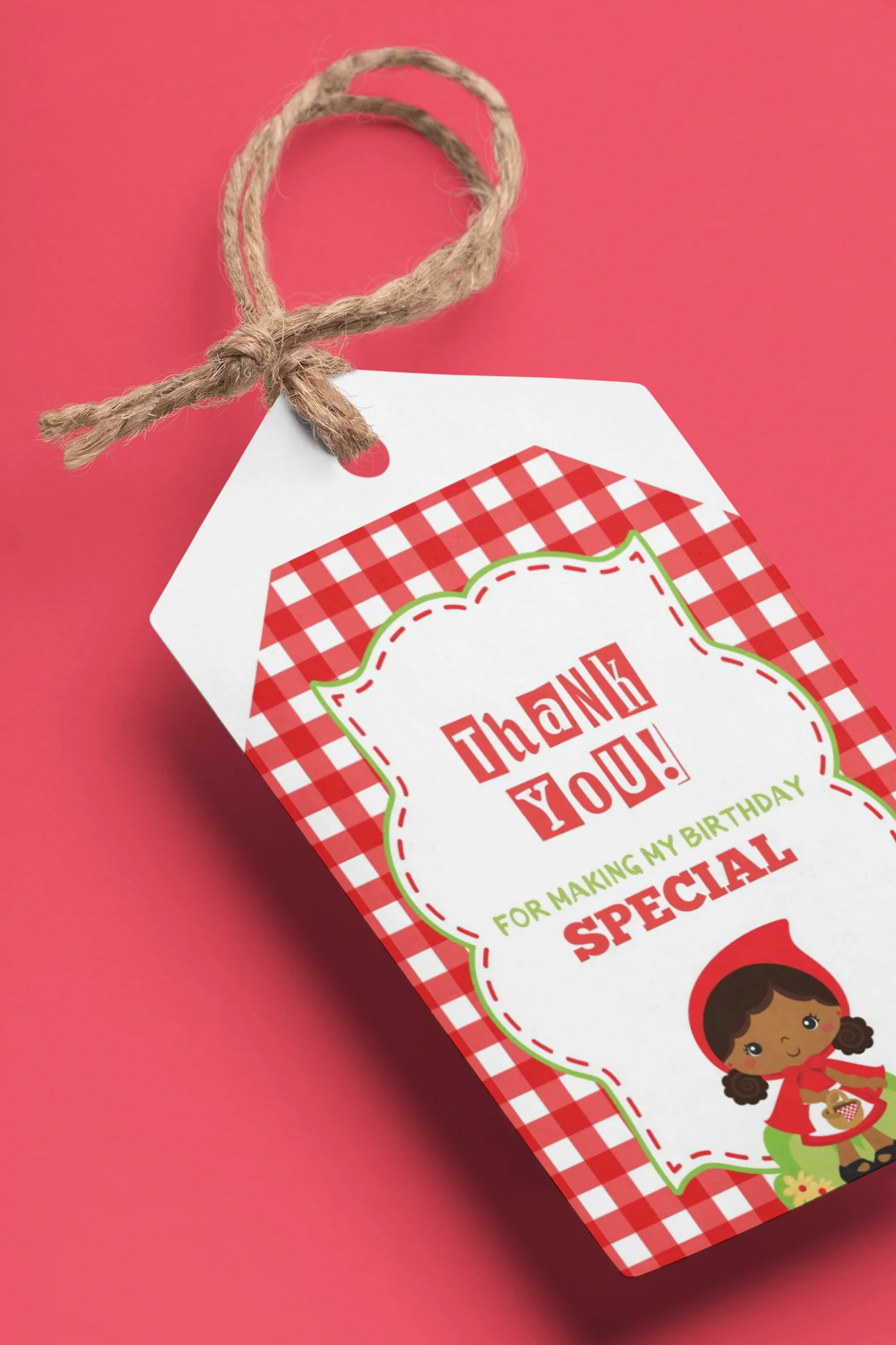 Little Red Riding Hood Theme Birthday Favour Tags (2 x 3.5 inches/250 GSM Cardstock/Mixcolour/30Pcs)
