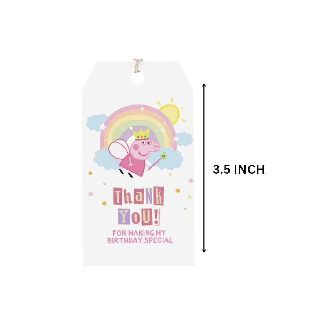 Peppa Pig Theme Birthday Favour Tags (2 x 3.5 inches/250 GSM Cardstock/Mixcolour/30Pcs) - Premium Handcrafted 300 GSM Thank You Cards by Party Decor Mall India - View 2