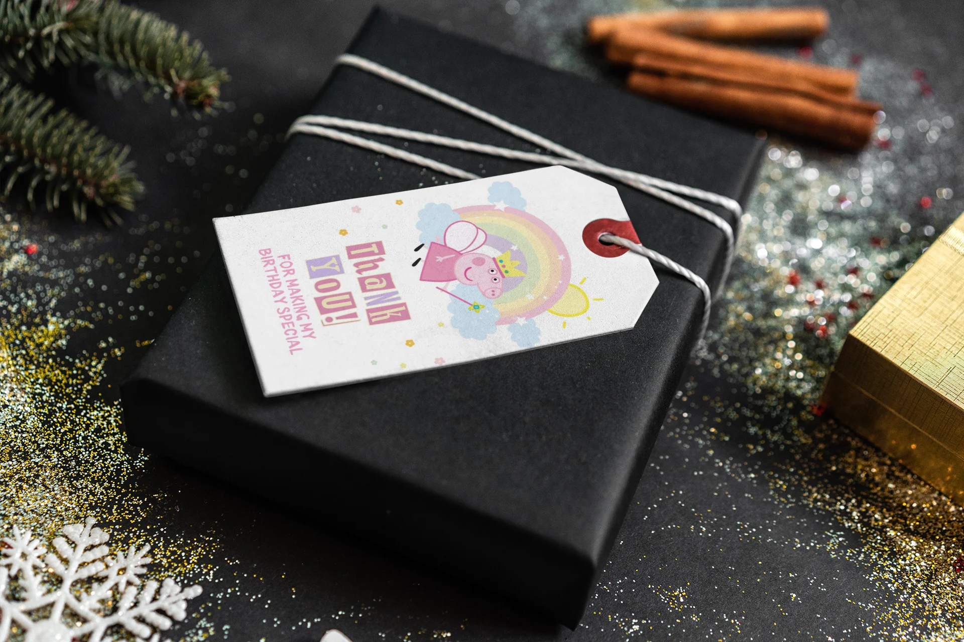 Peppa Pig Theme Birthday Favour Tags (2 x 3.5 inches/250 GSM Cardstock/Mixcolour/30Pcs) - Premium Handcrafted 300 GSM Thank You Cards by Party Decor Mall India - View 4