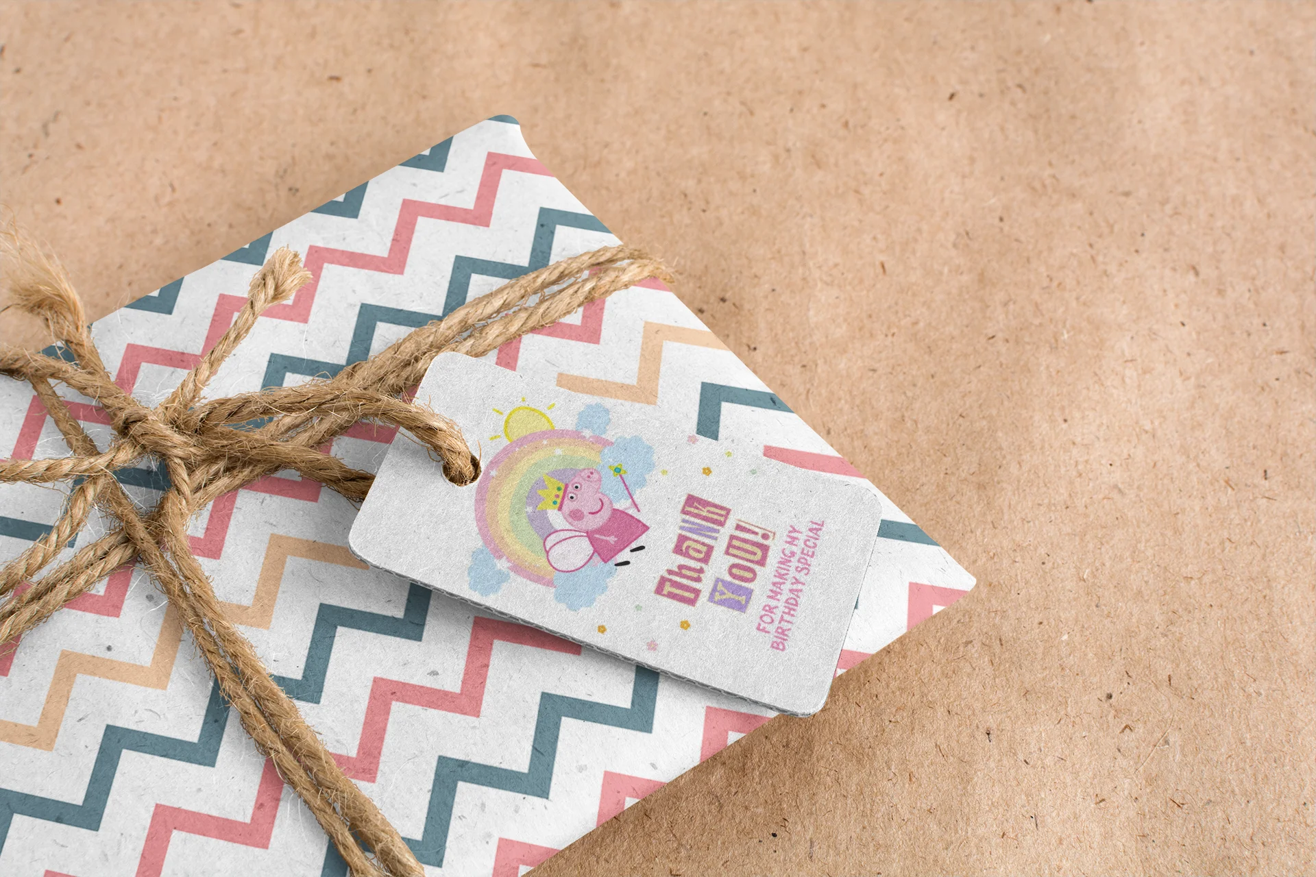 Peppa Pig Theme Birthday Favour Tags (2 x 3.5 inches/250 GSM Cardstock/Mixcolour/30Pcs) - Premium Handcrafted 300 GSM Thank You Cards by Party Decor Mall India - View 6