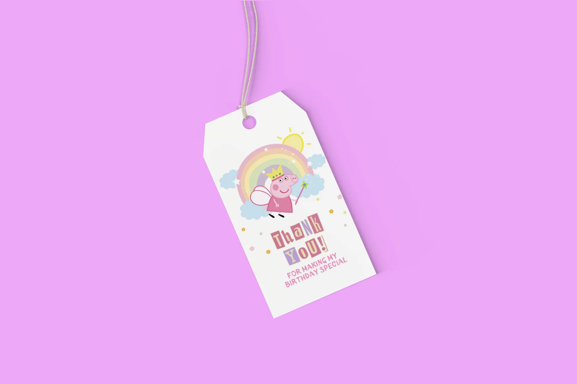 Peppa Pig Theme Birthday Favour Tags (2 x 3.5 inches/250 GSM Cardstock/Mixcolour/30Pcs) - Premium Handcrafted 300 GSM Thank You Cards by Party Decor Mall India - View 8
