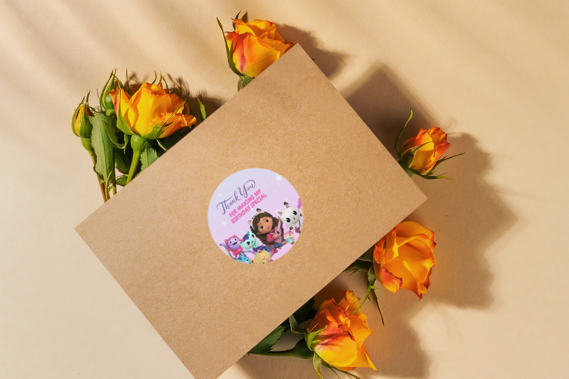 Gabby Dollhouse Theme- Return Gift/birthday decor Thankyou Sticker (6 CM/Sticker/Mixcolour/24Pcs) - Premium Handcrafted 300 GSM Return Gift Label Stickers by Party Decor Mall India - View 6