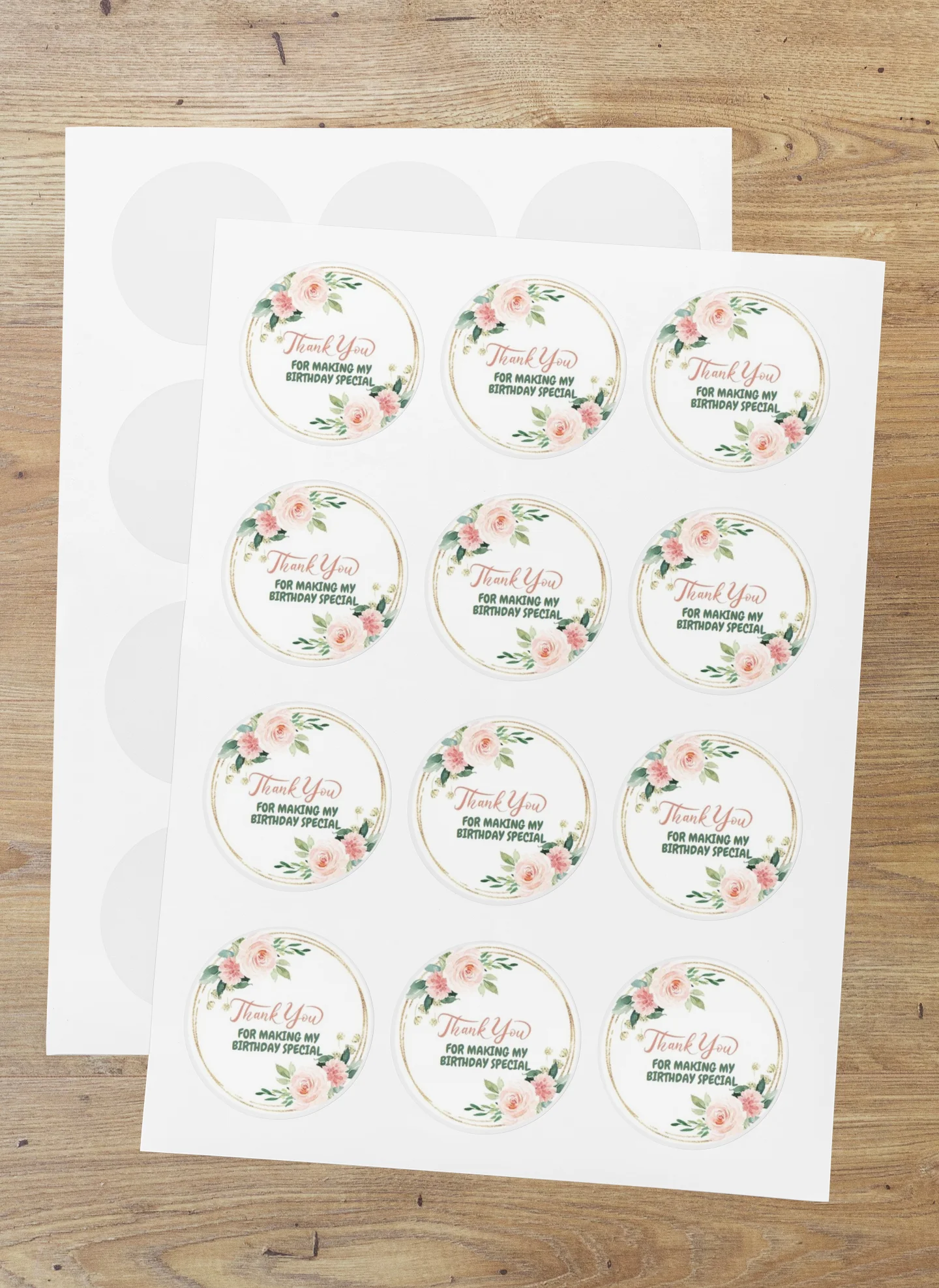 Floral Theme Model 3- Return Gift/birthday decor Thankyou Sticker (6 CM/Sticker/Mixcolour/24Pcs) - Premium Handcrafted 300 GSM Return Gift Label Stickers by Party Decor Mall India - View 1