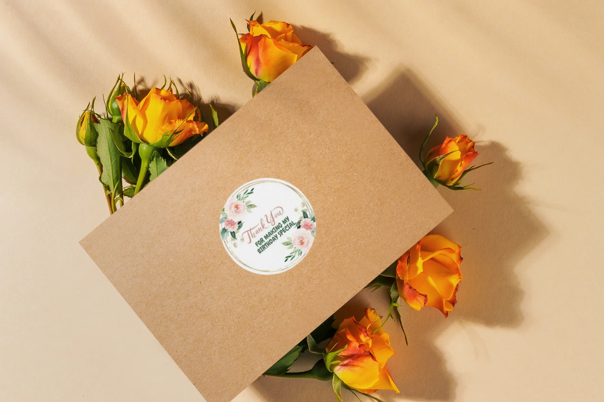 Floral Theme Model 3- Return Gift/birthday decor Thankyou Sticker (6 CM/Sticker/Mixcolour/24Pcs) - Premium Handcrafted 300 GSM Return Gift Label Stickers by Party Decor Mall India - View 5