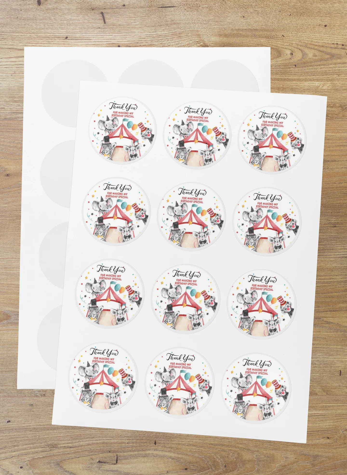 Carnival Theme- Return Gift/birthday decor Thankyou Sticker (6 CM/Sticker/Mixcolour/24Pcs)