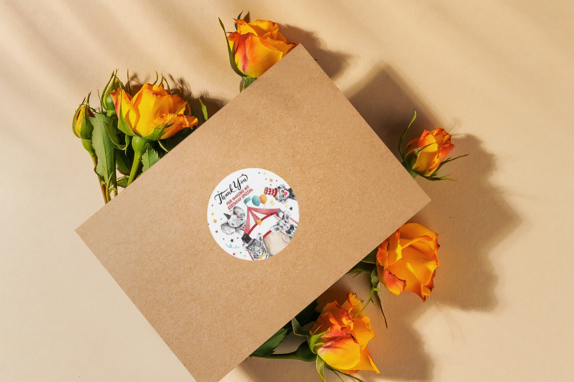 Carnival Theme- Return Gift/birthday decor Thankyou Sticker (6 CM/Sticker/Mixcolour/24Pcs) - Premium Handcrafted 300 GSM Return Gift Label Stickers by Party Decor Mall India - View 5