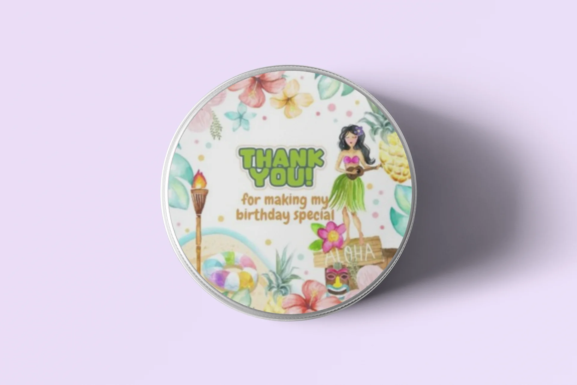 Aloha Theme- Return Gift/birthday decor Thankyou Sticker (6 CM/Sticker/Mixcolour/24Pcs) - Premium Handcrafted 300 GSM Return Gift Label Stickers by Party Decor Mall India - View 4