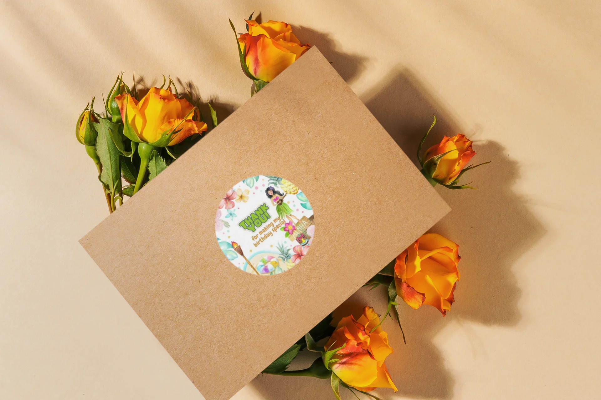 Aloha Theme- Return Gift/birthday decor Thankyou Sticker (6 CM/Sticker/Mixcolour/24Pcs) - Premium Handcrafted 300 GSM Return Gift Label Stickers by Party Decor Mall India - View 5