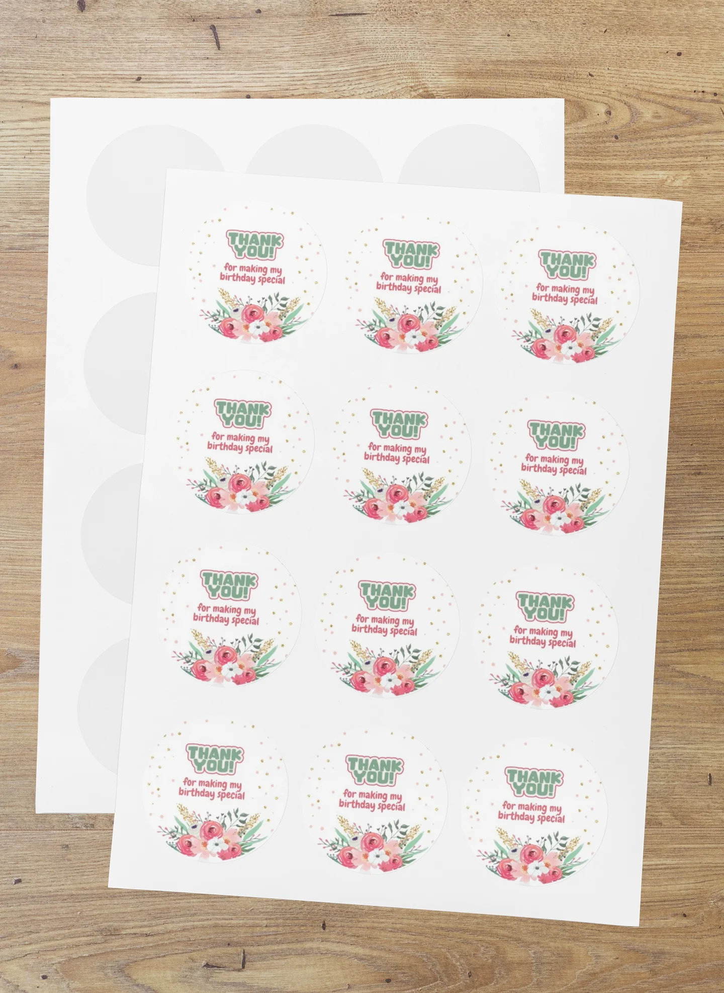 Floral Theme Model 4- Return Gift/birthday decor Thankyou Sticker (6 CM/Sticker/Mixcolour/24Pcs) - Premium Handcrafted 300 GSM Return Gift Label Stickers by Party Decor Mall India - View 1