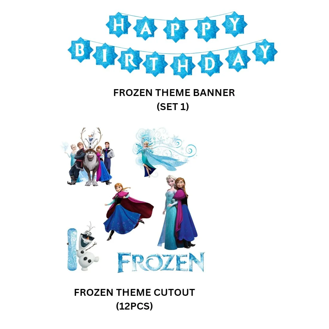Frozen Wonderland Birthday Party Decorations - Banner,& Cutouts (6 inches/250 GSM Cardstock/Mixcolour/25Pcs) - Premium Handcrafted 300 GSM Paper Cutouts by Party Decor Mall India - View 2