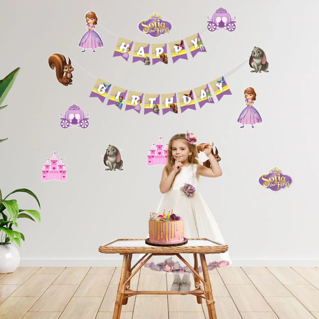Enchanting Sofia Theme Birthday Party Decorations - Banner, Cutouts (6 inches/250 GSM Cardstock/Mixcolour/25Pcs) - Premium Handcrafted 300 GSM Paper Cutouts by Party Decor Mall India - View 1