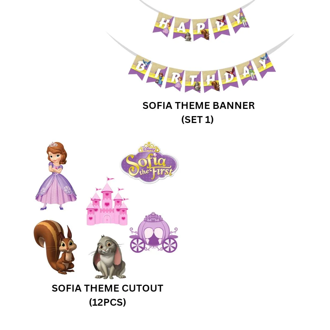 Enchanting Sofia Theme Birthday Party Decorations - Banner, Cutouts (6 inches/250 GSM Cardstock/Mixcolour/25Pcs) - Premium Handcrafted 300 GSM Paper Cutouts by Party Decor Mall India - View 2