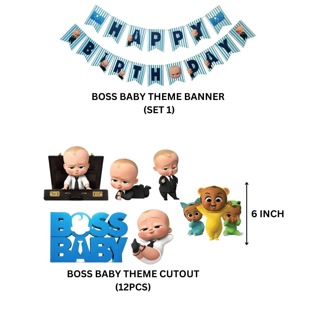 Boss Baby Girl Adventure Birthday Party Decorations - Banner, Cutouts (6 inches/250 GSM Cardstock/Mixcolour/25Pcs) - Premium Handcrafted 300 GSM Paper Cutouts by Party Decor Mall India - View 2