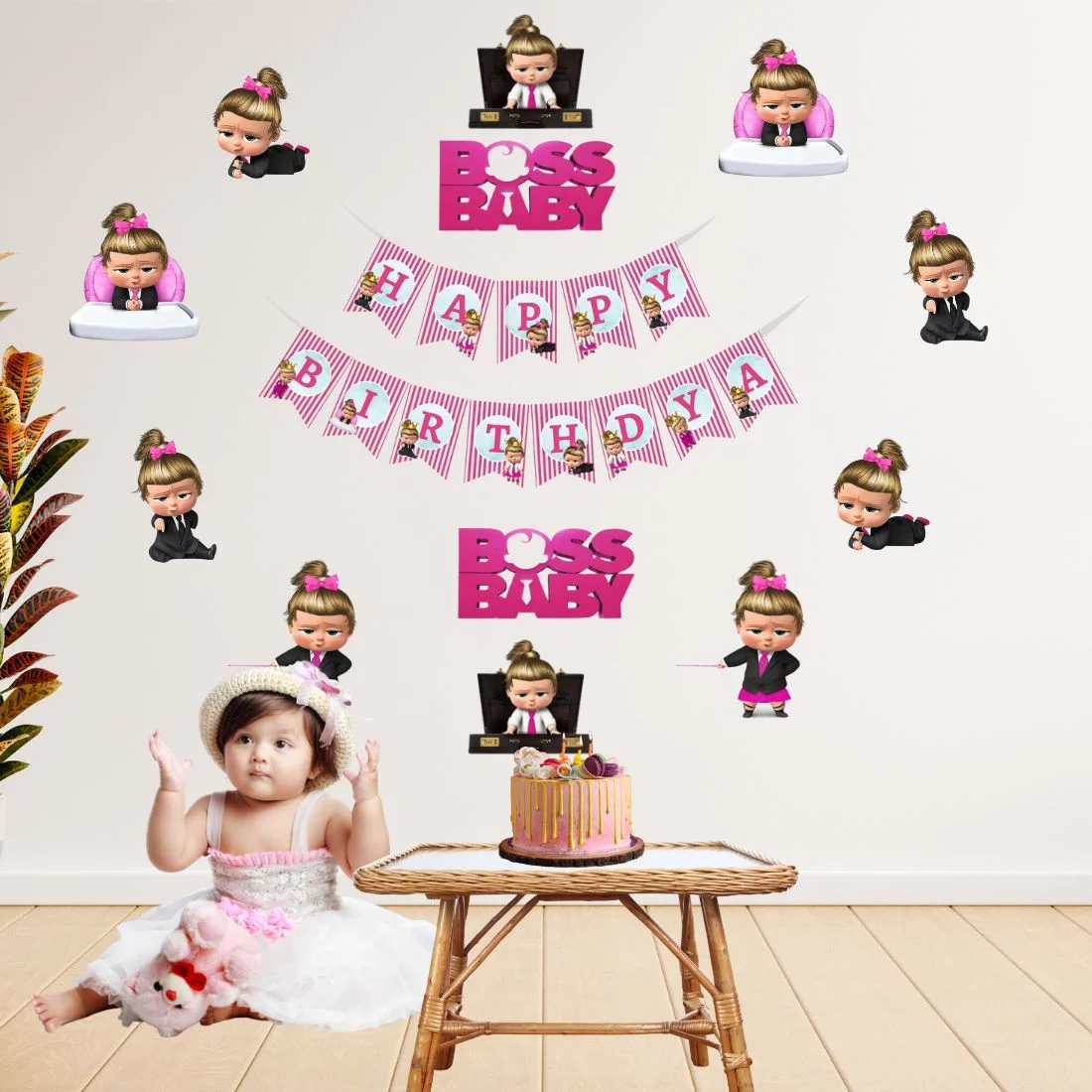 Boss Baby Girl Adventure Birthday Party Decorations - Banner, Cutouts (6 inches/250 GSM Cardstock/Mixcolour/25Pcs)
