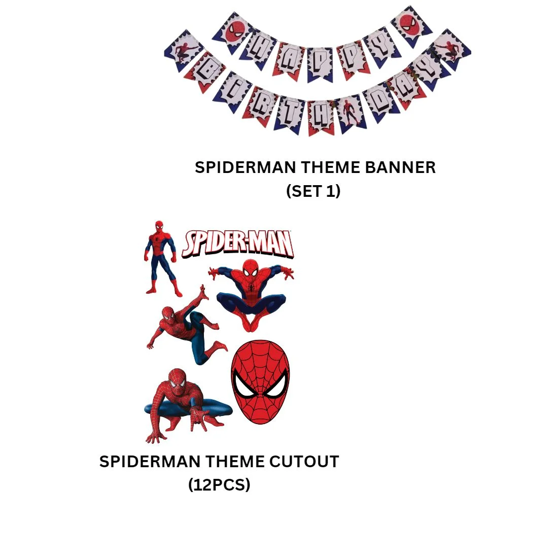 Spider Superhero Adventure Birthday Party Decorations - Banner, Cutouts, (6 Inches/250 GSM Cardstock/Mixcolour/25Pcs) - Premium Handcrafted 300 GSM Paper Cutouts by Party Decor Mall India - View 2