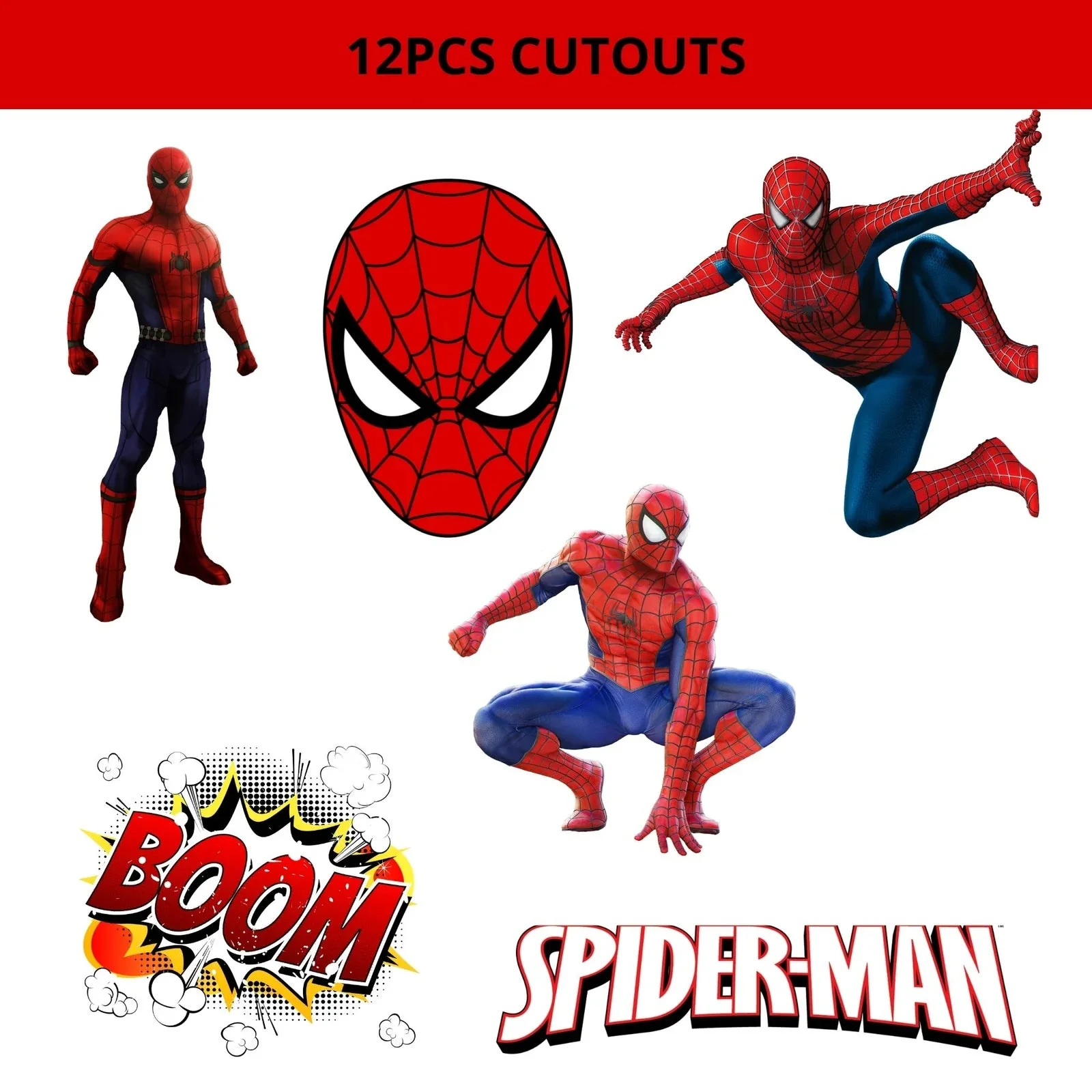 Spider Superhero Adventure Birthday Party Decorations - Banner, Cutouts, (6 Inches/250 GSM Cardstock/Mixcolour/25Pcs) - Premium Handcrafted 300 GSM Paper Cutouts by Party Decor Mall India - View 4