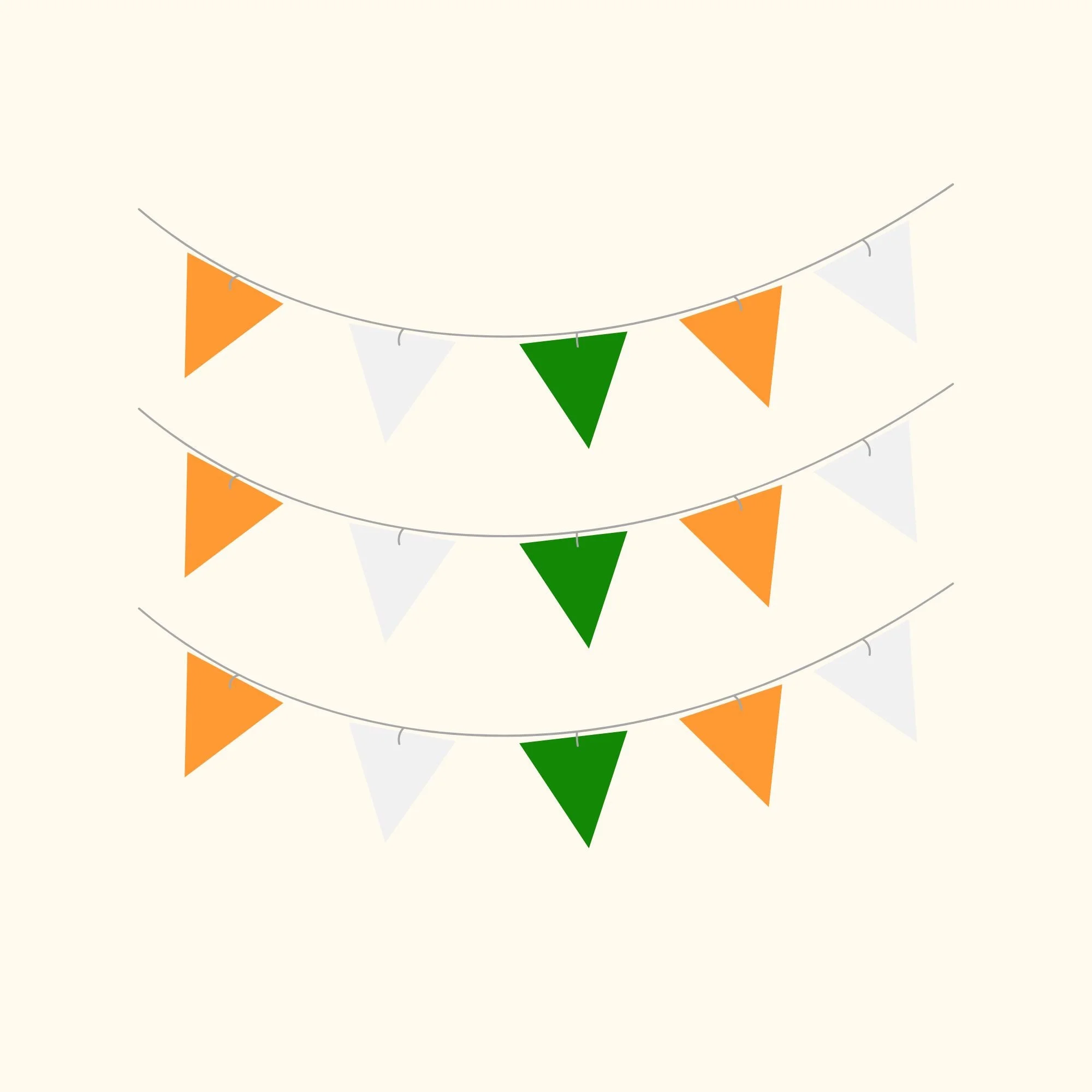 Tricolor Independence Day Bunting (5 Inches/250 GSM Cardstock/Orange , White , Green & Blue/28Pcs)
