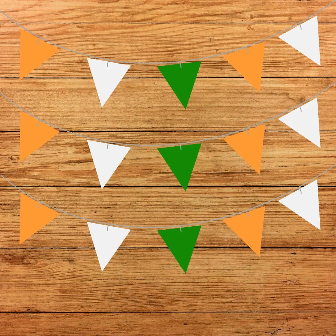 Tricolor Independence Day Bunting (5 Inches/250 GSM Cardstock/Orange , White , Green & Blue/28Pcs) - Premium Handcrafted 300 GSM Buntings by Party Decor Mall India - View 3