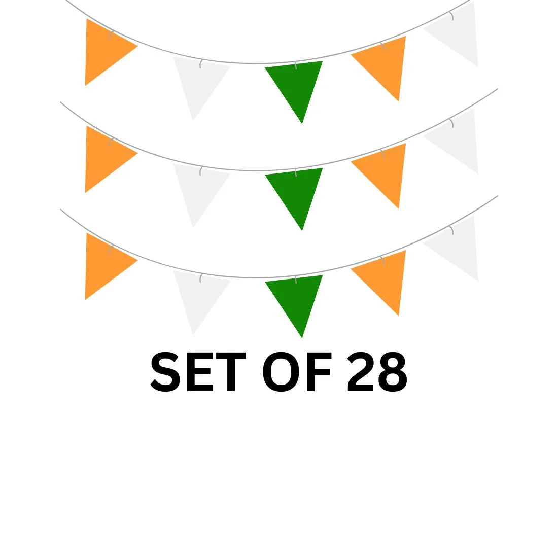 Tricolor Independence Day Bunting (5 Inches/250 GSM Cardstock/Orange , White , Green & Blue/28Pcs) - Premium Handcrafted 300 GSM Buntings by Party Decor Mall India - View 5