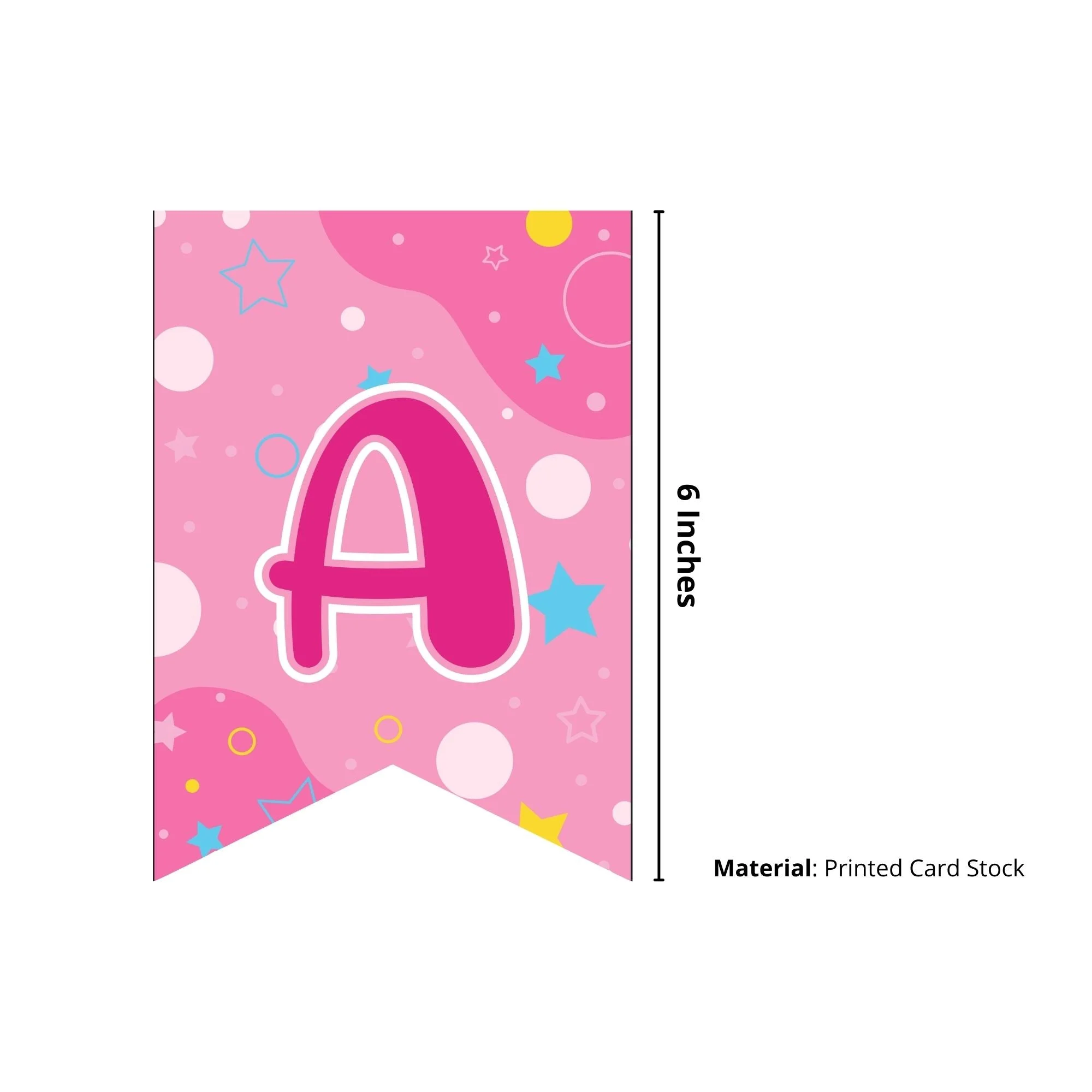 Barbie Theme Birthday Banner - (6 inches/250 GSM Cardstock/Pink  & White/13Pcs) - Premium Handcrafted 300 GSM Party Supply by Party Decor Mall India - View 2