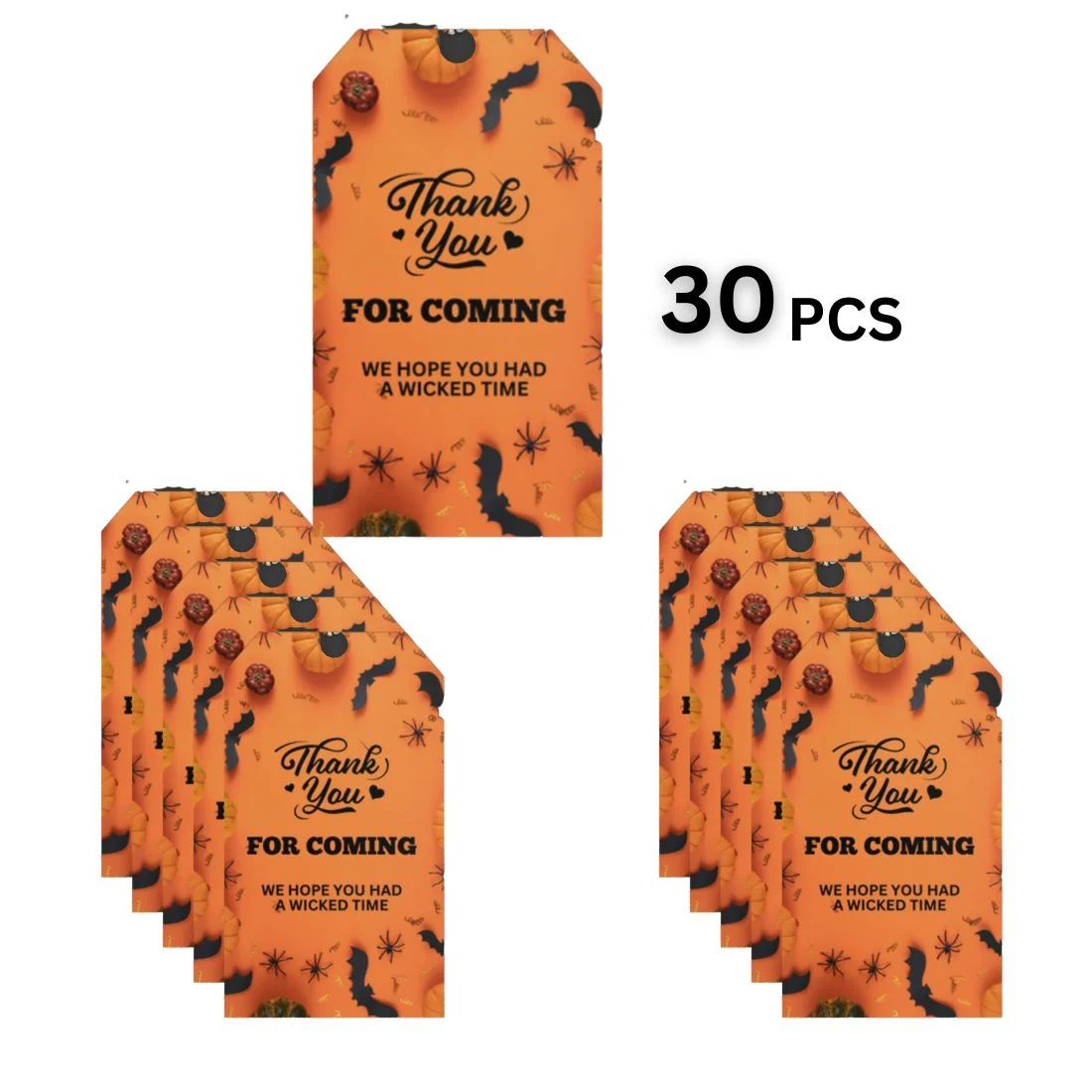 Halloween Theme Party Favour Tags - (3.5 Inches/250 GSM Cardstock/Orange, Black , & Yellow/30 Pcs) - Premium Handcrafted 300 GSM Thank You Cards by Party Decor Mall India - View 2